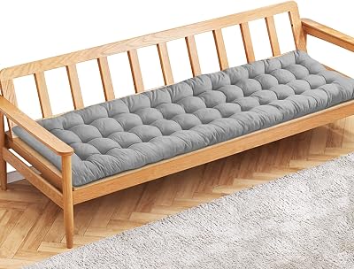 PLULON Gray Garden Bench Cushion 150x48cm 3 Seater Outdoor