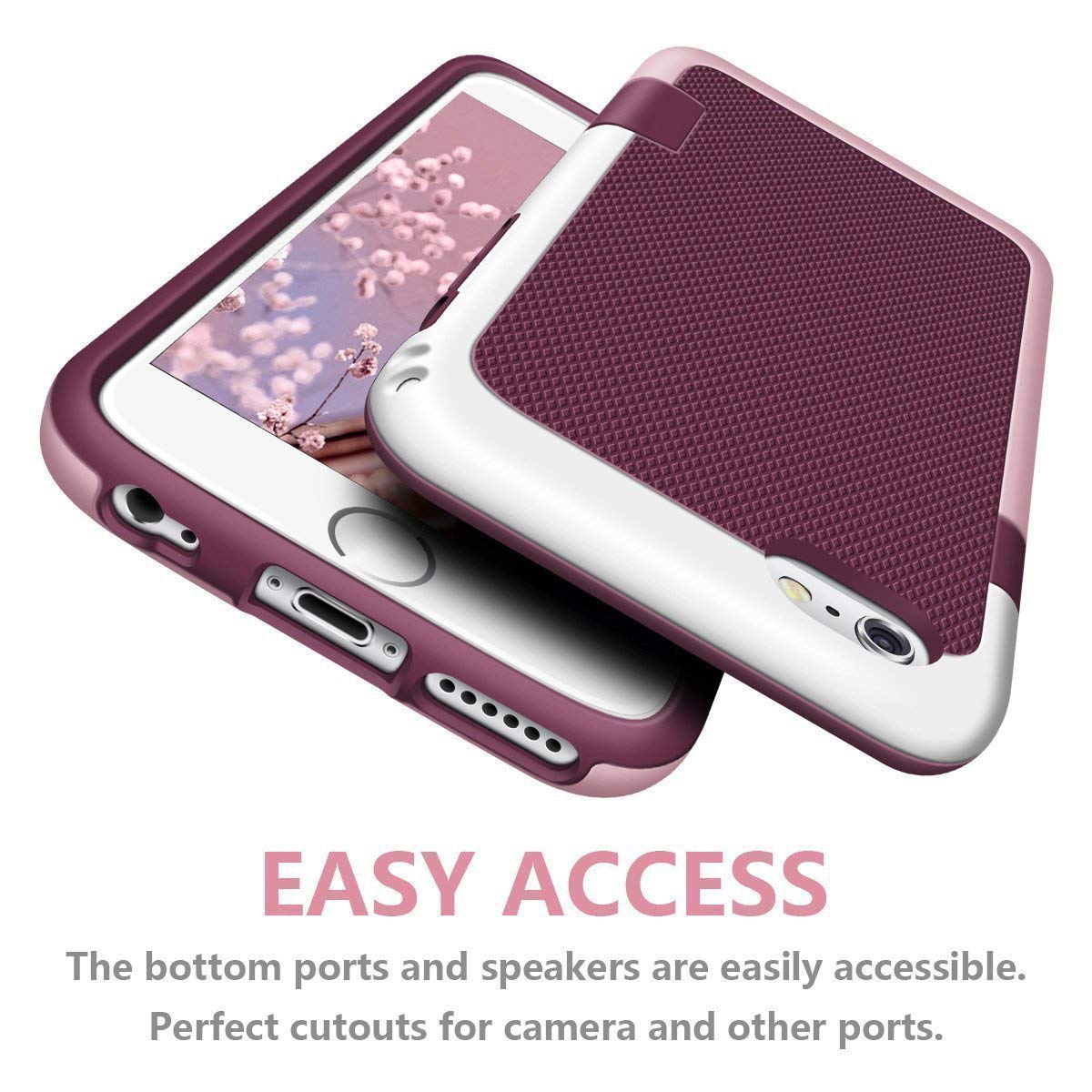 iPhone 6S Plus Case, LoHi iPhone 6 Plus Case Hybrid Impact 3 Color Shockproof Rugged Case Soft TPU & Hard PC Bumper [Extra Front Raised Lip] Anti-slip Cover for Apple iphone 6s Plus 5.5 Inch - Red