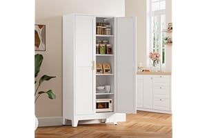 Metal Storage Cabinet with 2 Barn Door, Pantry Storage Cabinet with 4 Adjustable Shelves and Legs,5-Tier Organization Locker 