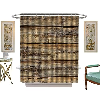Luvoluxhome Shower Curtains Sets Bathroom Hewn Natural Log Cabin
