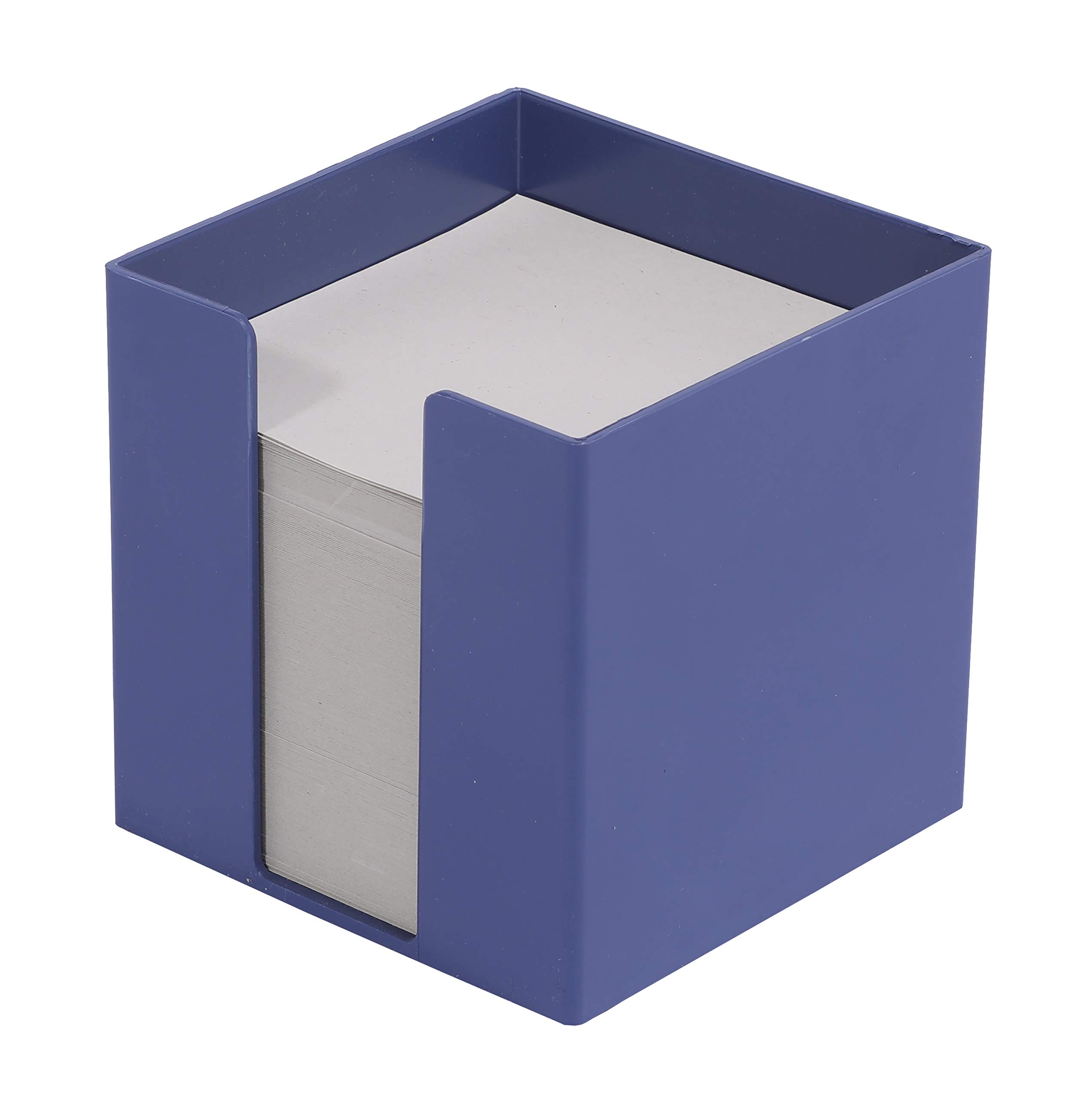 Memo Box Made of Plastic 95 x 95 x 95 mm, Blue Angel, Filled with 700 Sheets of Grey Recycled Paper (80 g/m²), Azzurra (Blue)
