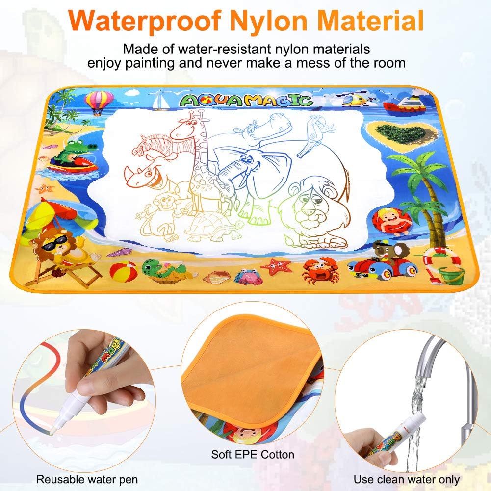 Toyard Doodle Mat, Large Aqua Magic Water Drawing Mat Toy Gifts for Boys Girls Kids Painting Writing Pad Educational Learning Toys for Toddler: Toys & Games