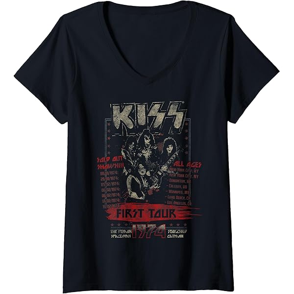 Amazon.com: Womens KISS - Lovin You V-Neck T-Shirt