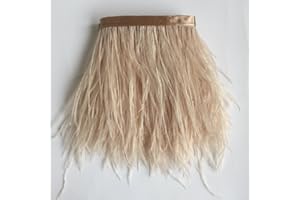 Shekyeon Ostrich Feather Trim Fringe used Wedding Sewing Crafts Costumes Decoration Pack of 2 yards(champagne)