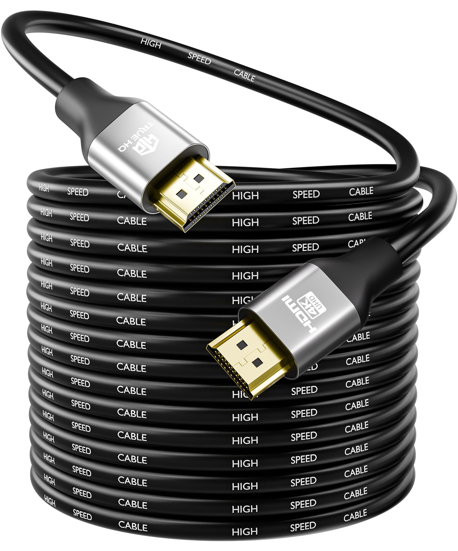 True HQ 4K HDMI Cable 20m, High Speed 18Gbps (HDMI 2.0), 4K@60Hz Ultra HD with HDR10, ARC, HDCP 2.2 and Ethernet – Long Lead for TV, Projector, Monitor, Laptop, PS5, Xbox