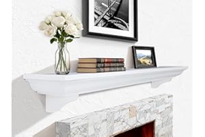 LXWZHK 54 Inch Fireplace Mantel Shelf with Corbels, Rustic Floating Shelf for Wall, Wooden Fireplace Mantle for TV Mounting & Living Room, White