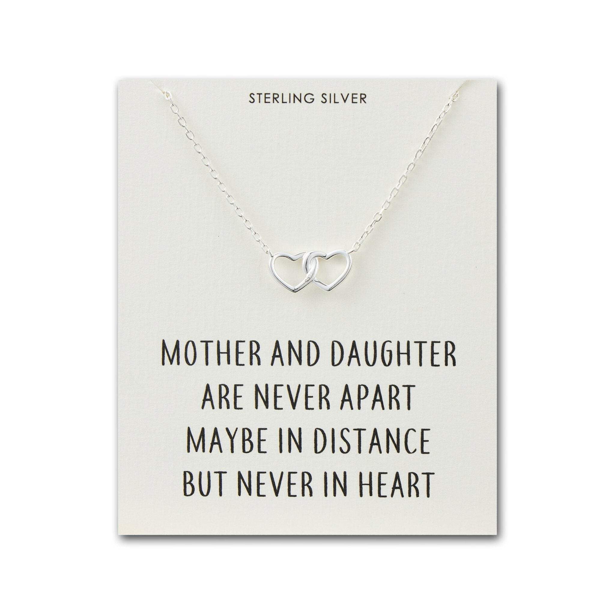 Philip Jones Sterling Silver Mother and Daughter Quote Heart Link Necklace