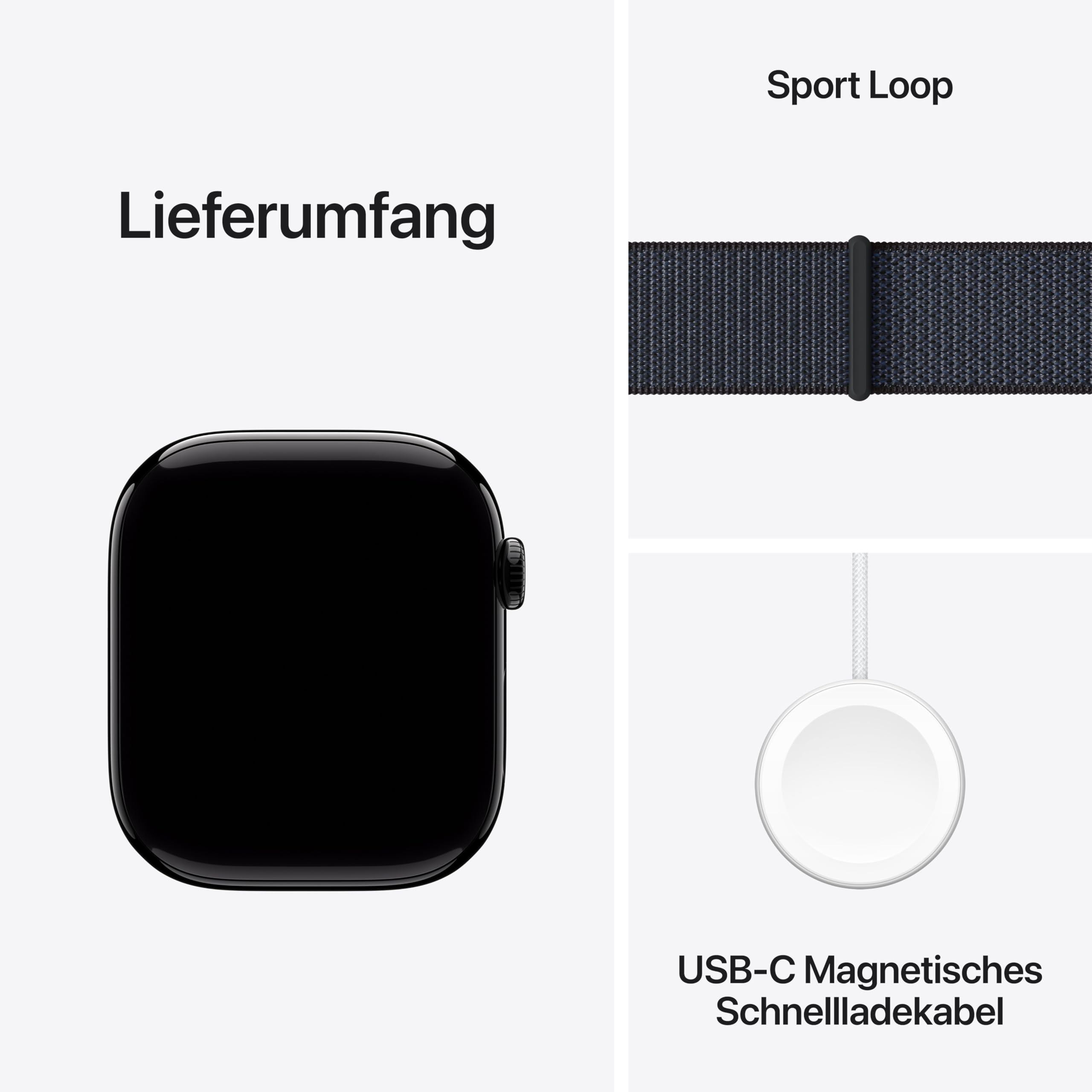 Apple Watch Series 10 (GPS + Cellular 46 mm) Smartwatch with Aluminium Case in Diamond Black and Sport Loop in Ink (One Size). Fitness Tracker, ECG App, Always-On Retina Display, CO₂ Neutral