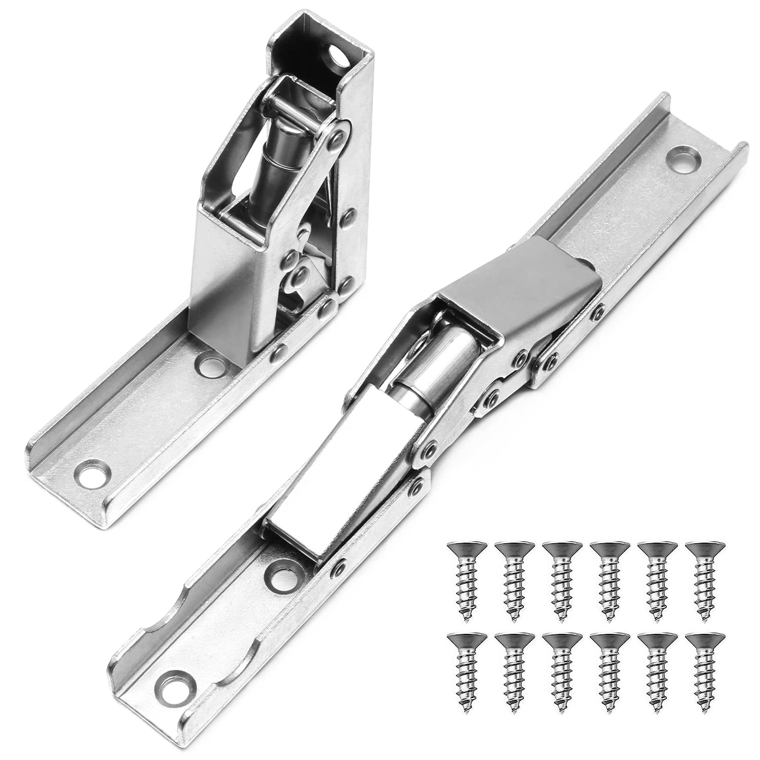 2 Pcs 90 Degree Folding Shelf Hinges, Steel Shelf Hinges Small, Hidden Kitchen Cabinet Hinge with Fixing Screws — image 1
