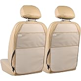 Viaviat Car Seat Protector Large Kick Mat 2 Pack Durable Water Resistant Auto Seat Back Covers with 2 Mesh Pockets Protection