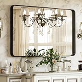 VooBang Bathroom Mirror 24x32 inch, Black Gorgeous Deep Frame Wall Mirror, Modern Round Corner Bathroom Vanity Mirror for Bedroom, Living Room, Hanging or Leaning Horizontal or Vertical, Black