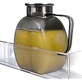 Glass Pitcher With Lid, 2 Liter 68 oz Glass Water Pitchers With handle and lid, 0.528 Gallon Tea Pitcher For Fridge, Carafe Jug Jar For Hot/Cold Water Iced Tea Juice Coffee Milk Beverage (Grey)