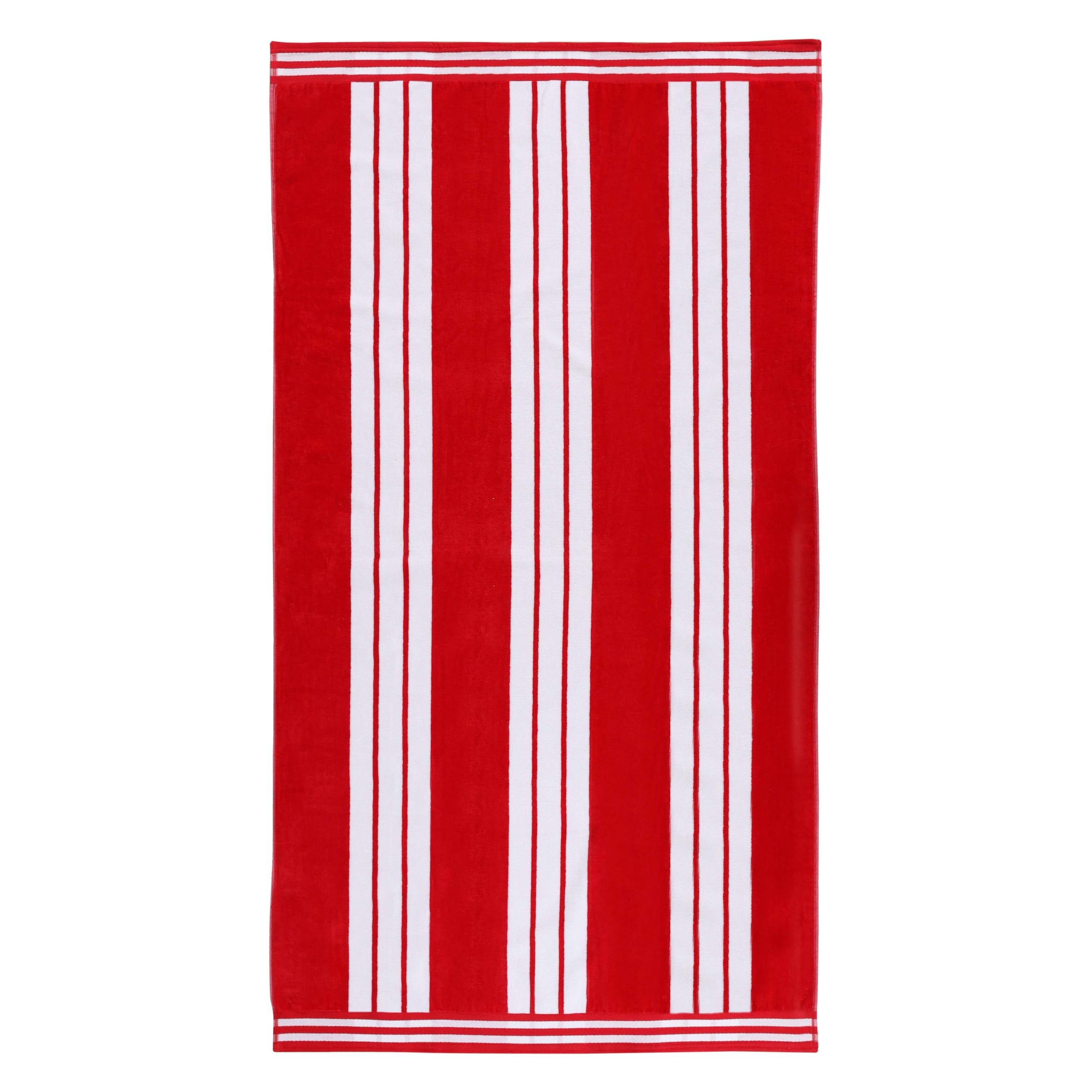 Superior Collection Combed Cotton Luxurious Jacquard Beach Towels, Red Cabana Stripe, Oversized,43 x 5 x 30 cm — image 1