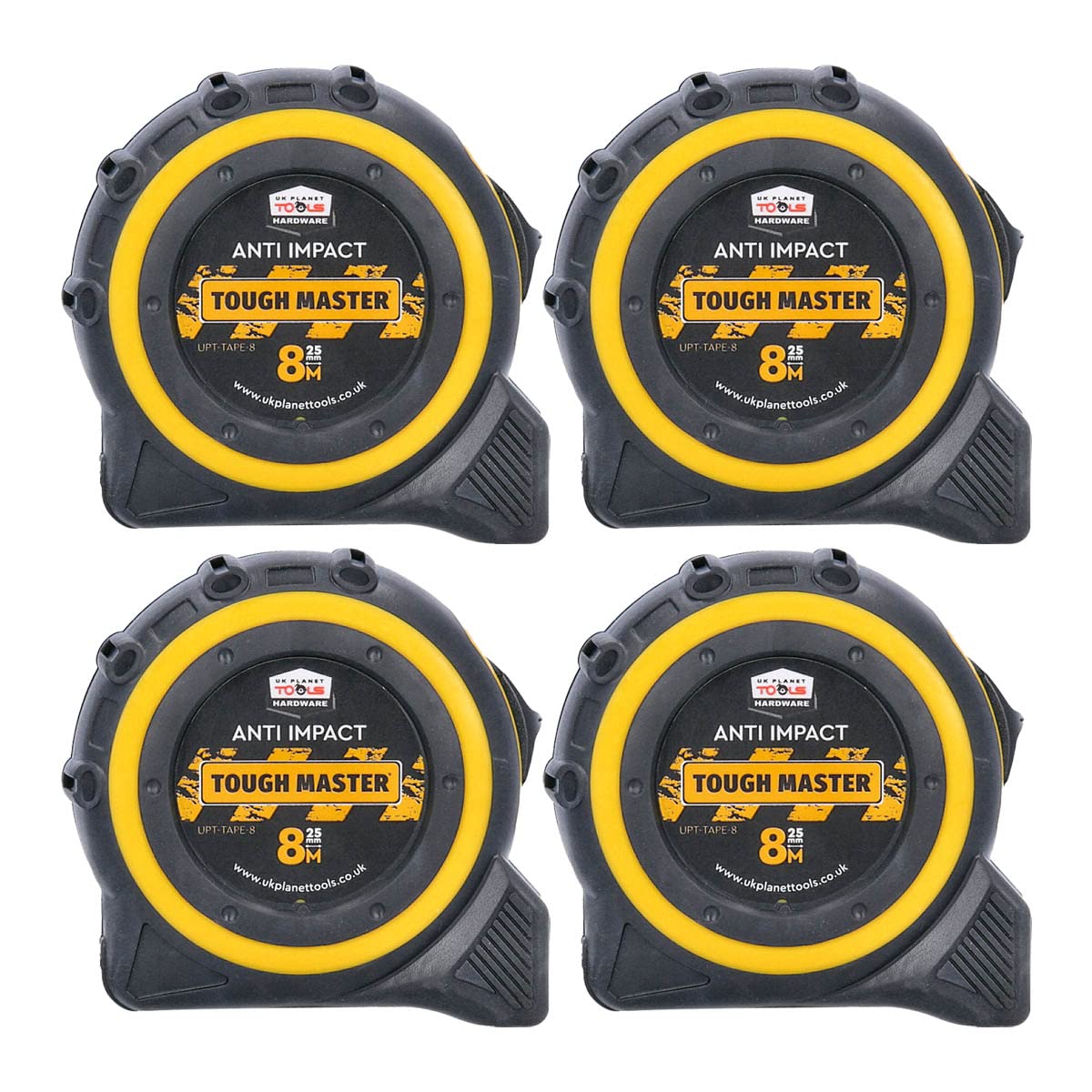 TOUGH MASTER Strong DIY8m/26ft Metric/Imperial Lightweight Belt Clip Tape Measure 25mm Wide Impact Resistant For Carpenters, Plumbers, Electricians (4)