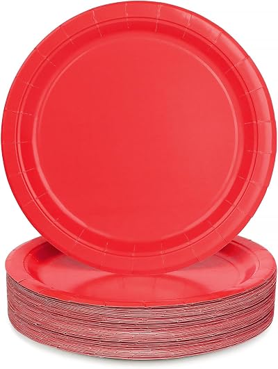 PARTY GO 50 Red 9 Inch Paper Plates Disposable Party Supplies
