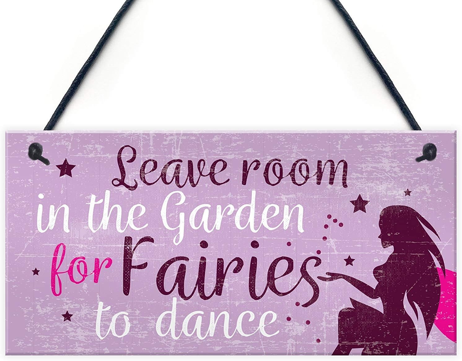 Meijiafei Garden Sign Garden Shed Hanging Plaque Leave Room for Fairies Summerhouse Sign Friendship Gift 10" X 5"