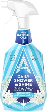 Astonish Daily Shower & Shine Spray 750ml Vegan White Lilies Cleaner