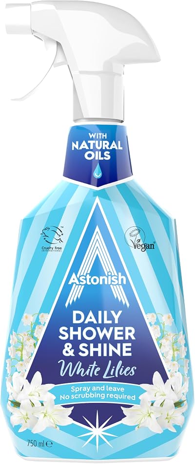 Astonish Daily Shower & Shine Spray 750ml Vegan White Lilies Cleaner