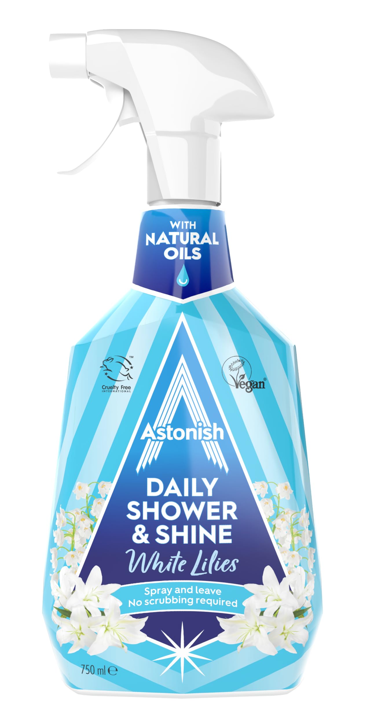 Astonish Daily Shower and Shine, Vegan and Cruelty-free Shower Spray, 750ml, White Lilies