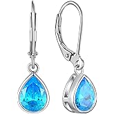 YL 925 Sterling Silver Solitaire Teardrop Dangle Drop Earrings Pear/Heart/Round Cut Birthstone Leverback Earrings Jewelry for Women