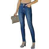 SHEWIN Womens High Waisted Skinny Jeans Stretchy Trendy Slimming Jeggings Buttons Full Length Denim Pants with Pockets