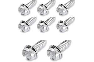 gunhunt 8 PCS License Plate Screw Kit, 304 Stainless Steel Bolts Fasteners, Hexagon Head Screw, Universal for Front Rear License Plates & License Plate Frame Covers of Cars, Trucks SUVs (Silver)