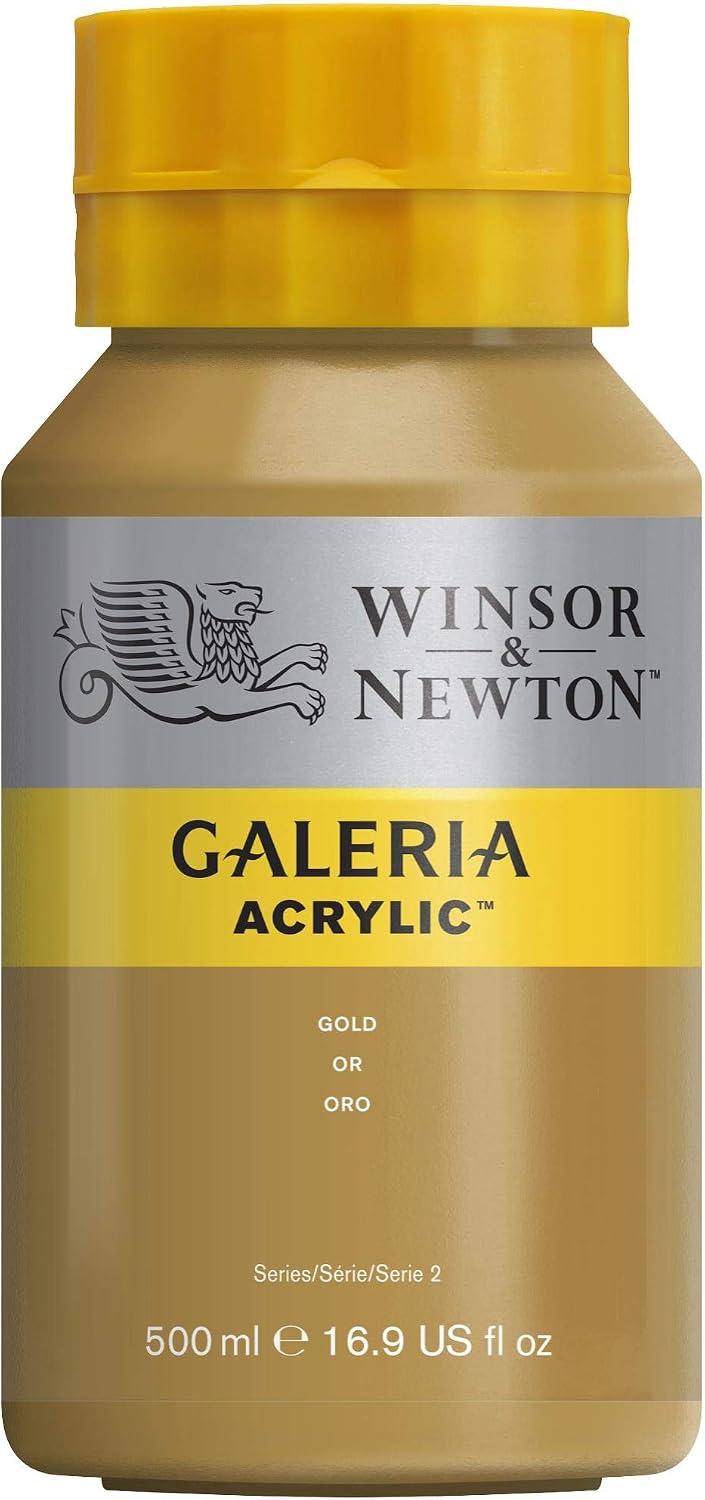 Winsor & Newton Series 2 500ml Bottle Galeria Acrylic Colour with Nozzle Cap - Gold, 500 ml (Pack of 1)