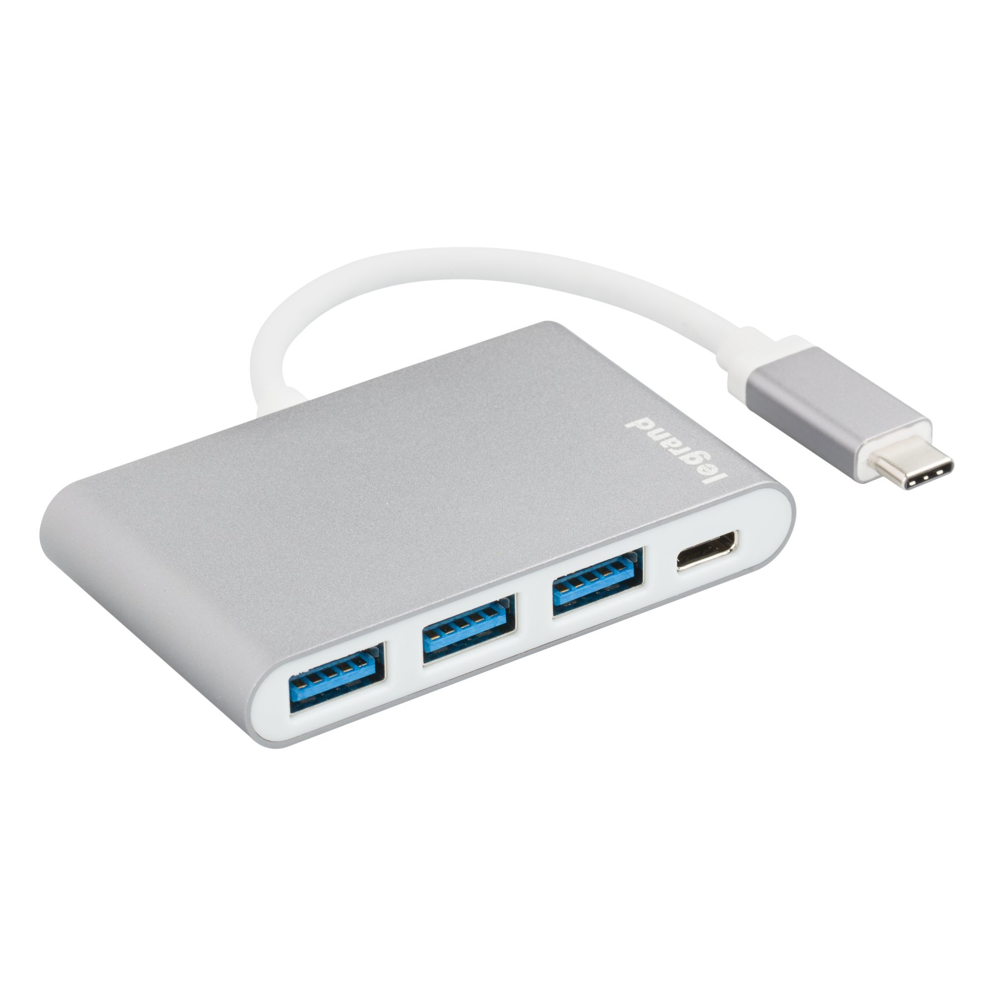 Legrand 050694 USB-C HUB/Multi Adapter with Charging Port 3x USB 3.1 with 1.5 Gbps and 1x USB-C Charging Port for e.g. Macbook, ASUS Zenbook, Chromebook, Pixel etc.
