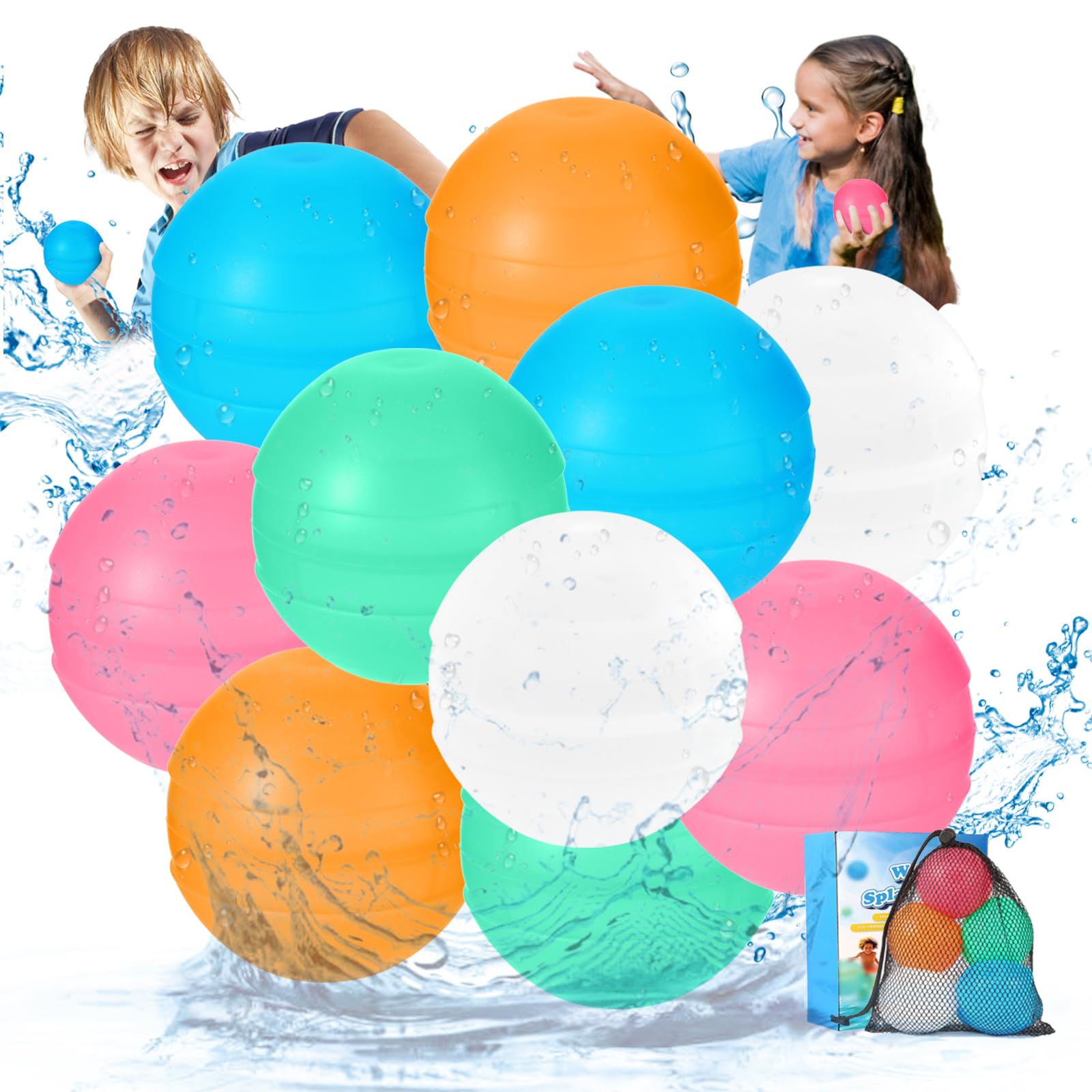 Photo 1 of 2025 Unique Design Reusable Silicone Water Balloons for Kids and Adults Refillable Self Sealing Summer Outdoor Activities (10pcs-B) (12 PCS-A)