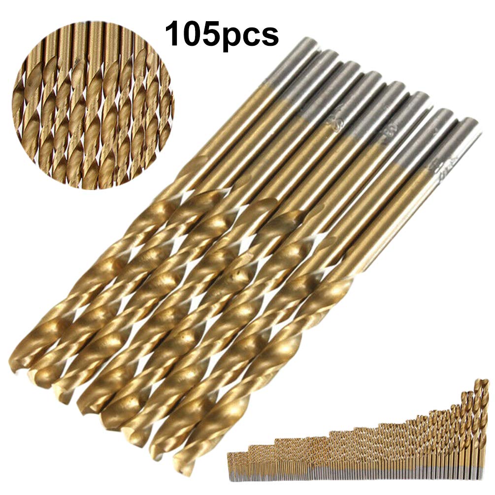 Twist Drill Bit Set Titanium Twist Drill 105 PCS Woodworking Hole