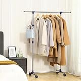 SONGMICS Clothes Rack with Castors Adjustable Height 97-165 cm LLR01L view 8