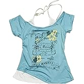 Emo Grunge Shirt Women Tees Graphic Baby Y2k Crop Tops Alt Clothes Fake Two Piece Short Sleeve Vintage T Shirts