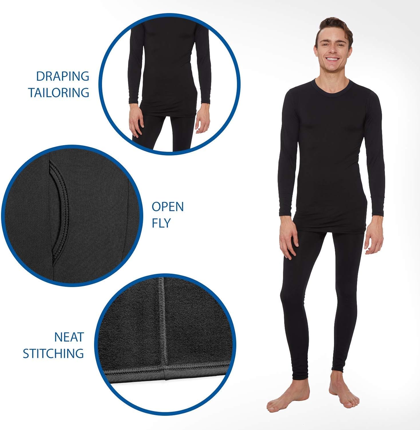 Rocky Thermal Underwear for Men Fleece Lined Thermals Men's Base Layer Long John Set at  Men’s Clothing store