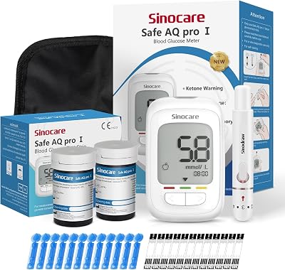 Sinocare Safe AQ Pro I Blood Glucose Monitoring Kit with Strips 50 & Lancing 50