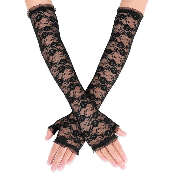 Amazon.com: Fingerless Lace Gloves for Women, Elbow Length