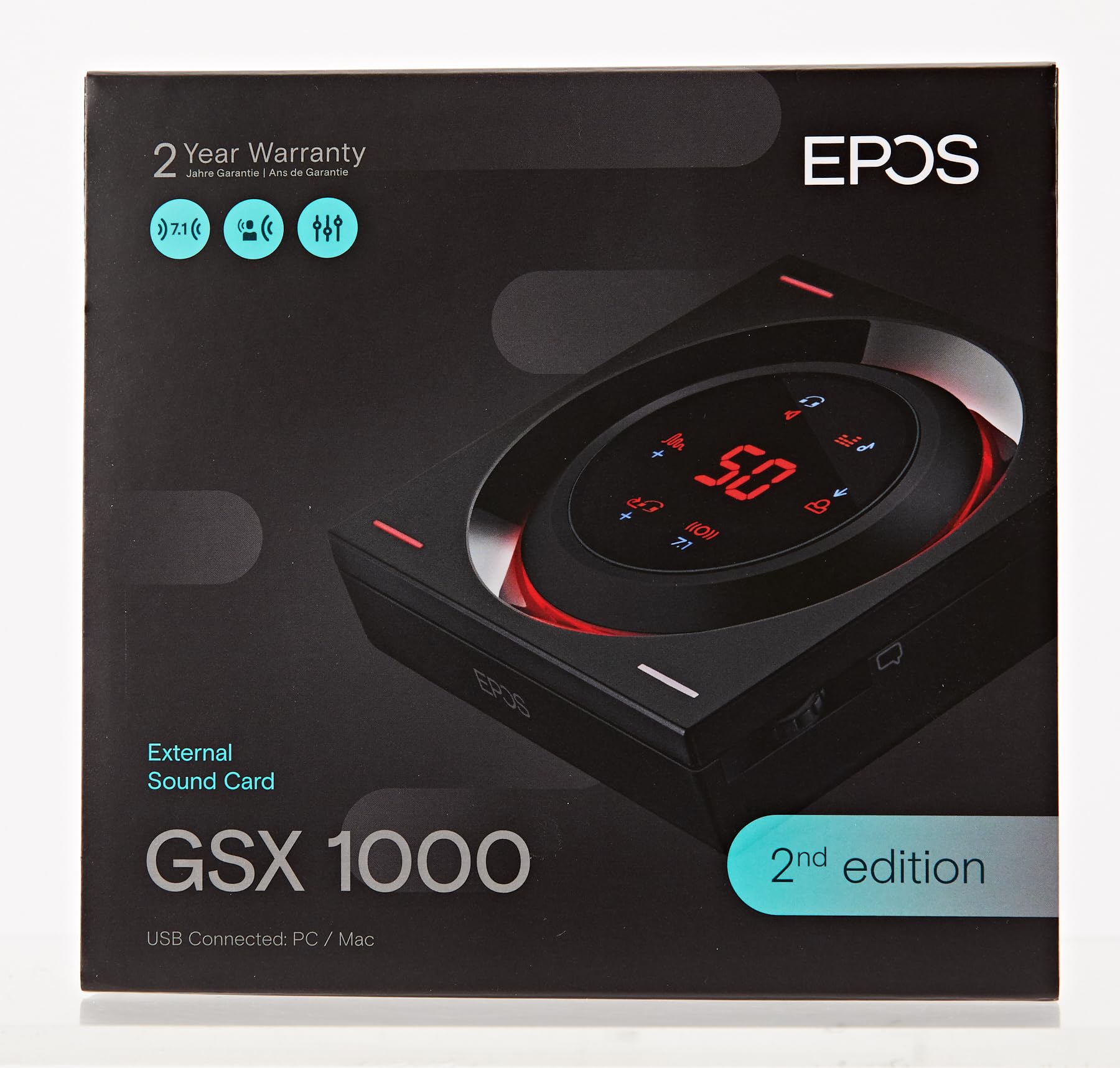EPOS GSX 1000 2nd Edition Dac Amp Audio Amplifier/External USB Sound Card with 7.1 Surround Sound, Side Tone, Gaming DAC and EQ, Headphone Amp Compatible with Windows, Mac, Laptops and Desktops