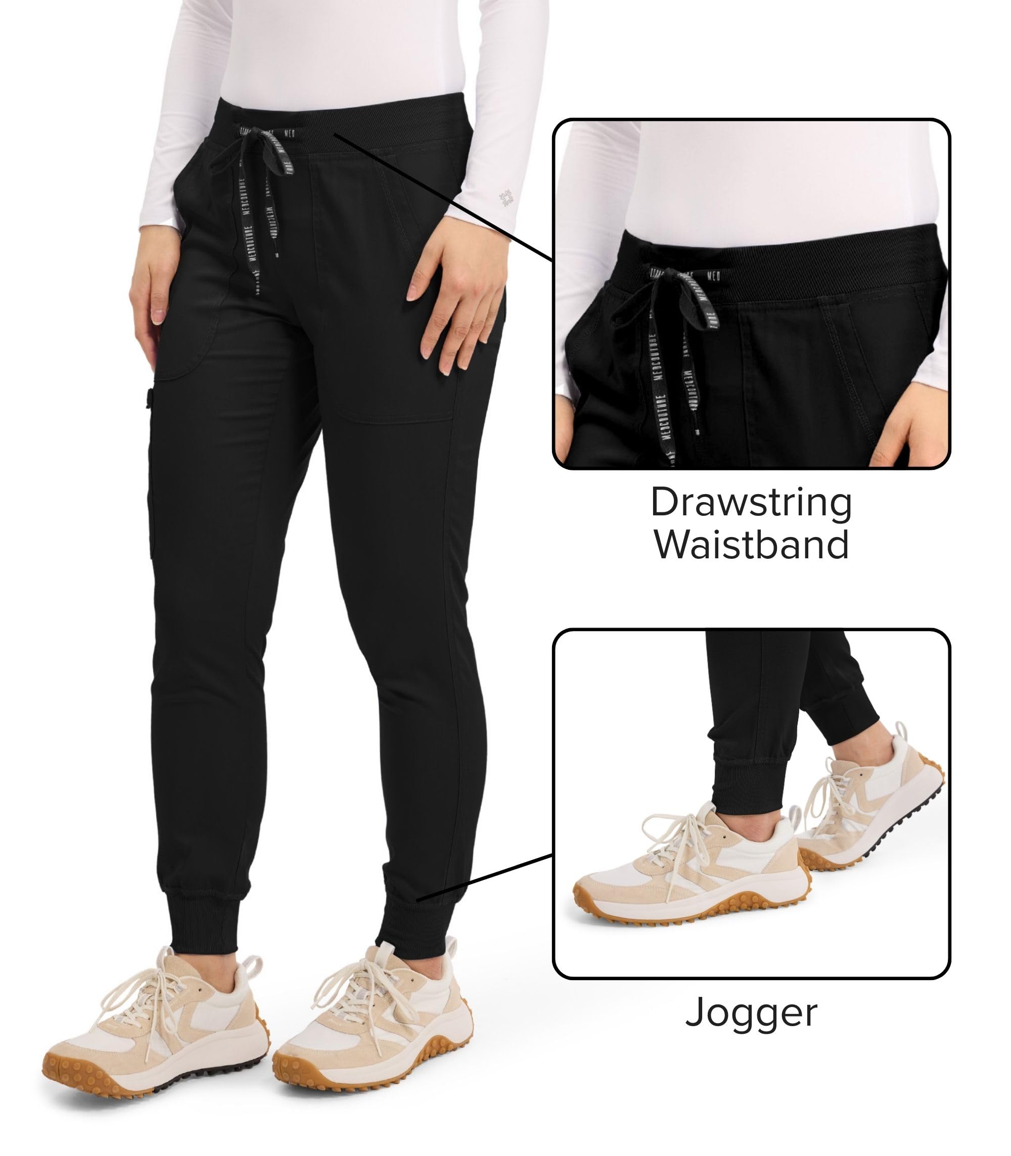 Med Couture Scrub Pants For Women Cargo Jogger Bottoms with 5 Pockets, Lightweight, Ultra Soft, 2-Way Stretch Fabric - MC7710