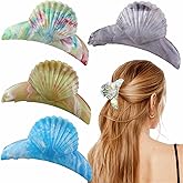 KuuGuu 4 PCS Sea Shell Hair Claw Clips 4.33 '' Large Seashell Hair Clip Cute Marine Life Barrettes Unique Beach Stylish Hair Accessories for Women Girls for Birthday Parties Mermaid Beach Halloween