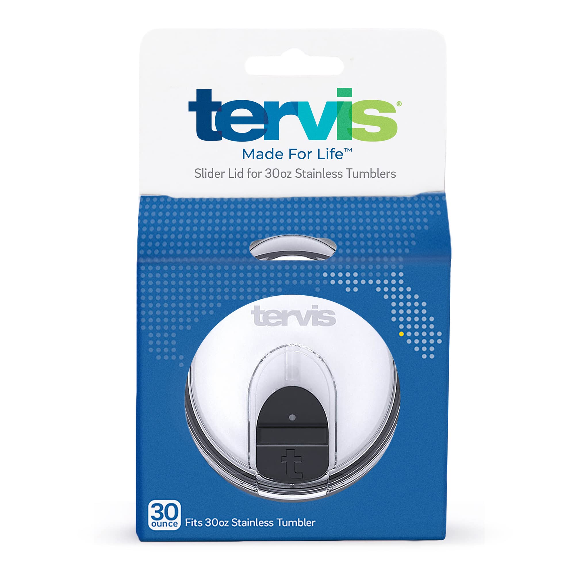 Tervis Slider Lid Made in USA Double Walled Insulated Tumbler Travel Cup Keeps Drinks Cold & Hot, for 30oz Stainless Steel, Clear