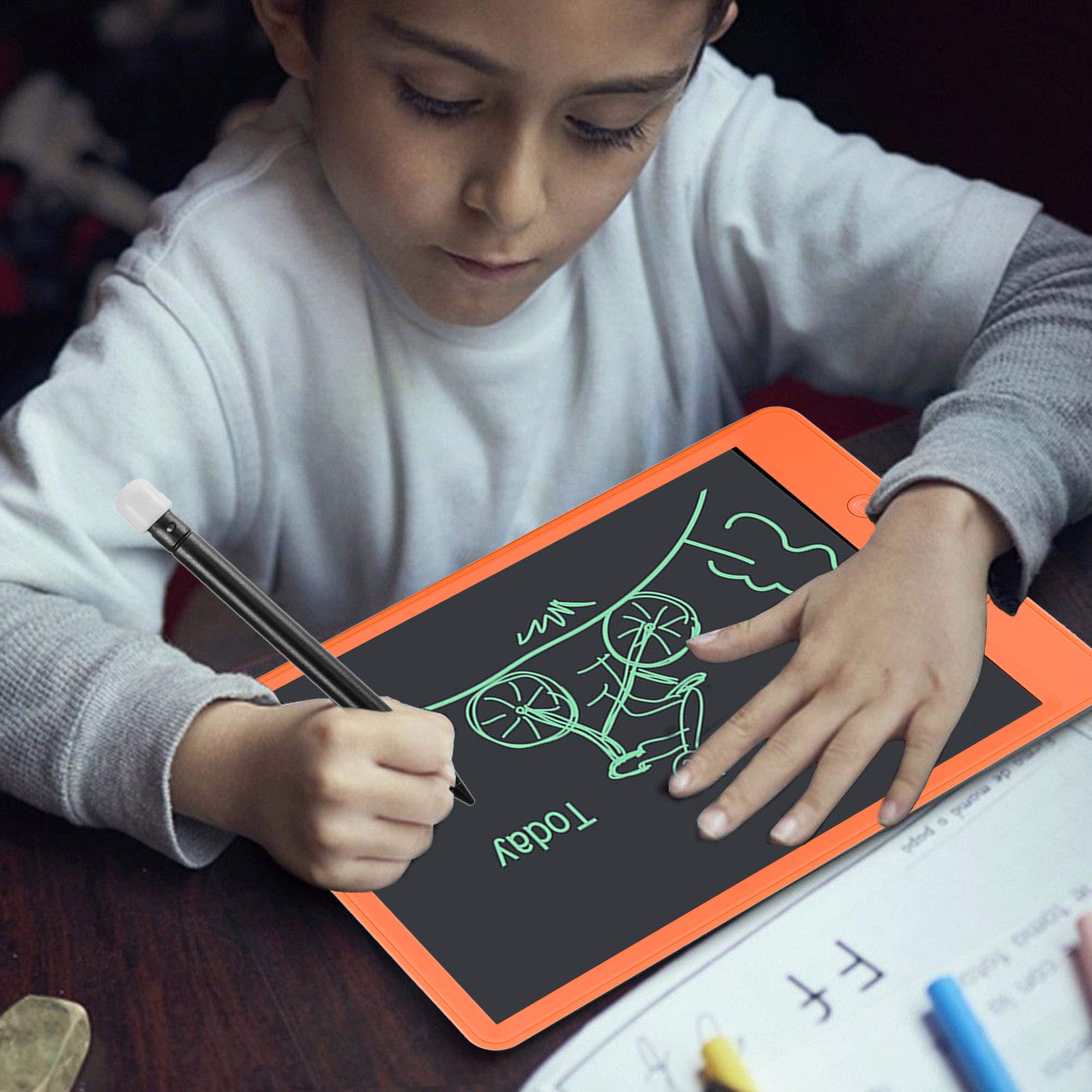 Voilamart Writing Tablet, 10inch LCD Ewriter Digital Writing Board with Memory Lock Partial Delete Function Electronic Graphics Pad for Kids Adults (Orange)