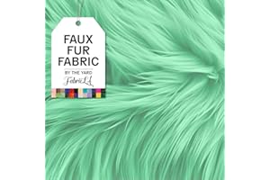 FabricLA Faux Fur Fabric by The Yard - 60" Inch Wide - Fur Fabric for Craft Supply, DIY Furry Plush Projects, Sewing, Rugs, Decoration, Upholstery, Pillow, Quilting, Gnome - Mint, 1 Yard