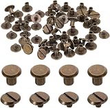 sourcing map M4x6mm Chicago Screws Bronze Metal Slotted Head Binding Post view 1