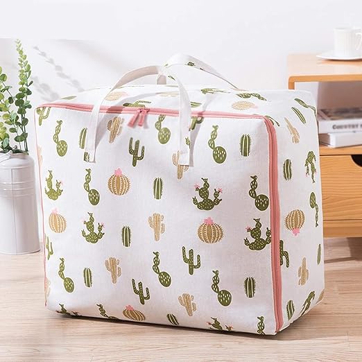 Clothes Storage Bags, Simple Plaid Storage Bags Cotton Linen Fabric