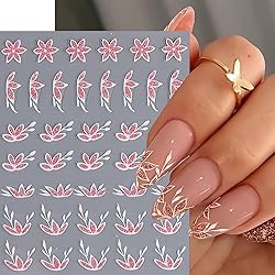 8 Sheets Pink Glitter Flower French Tip Nail