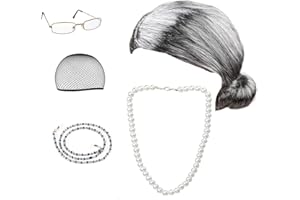 Beelittle Old Lady Costume Cosplay Grandma Granny Wig Great for Halloween Christmas Mrs. Claus