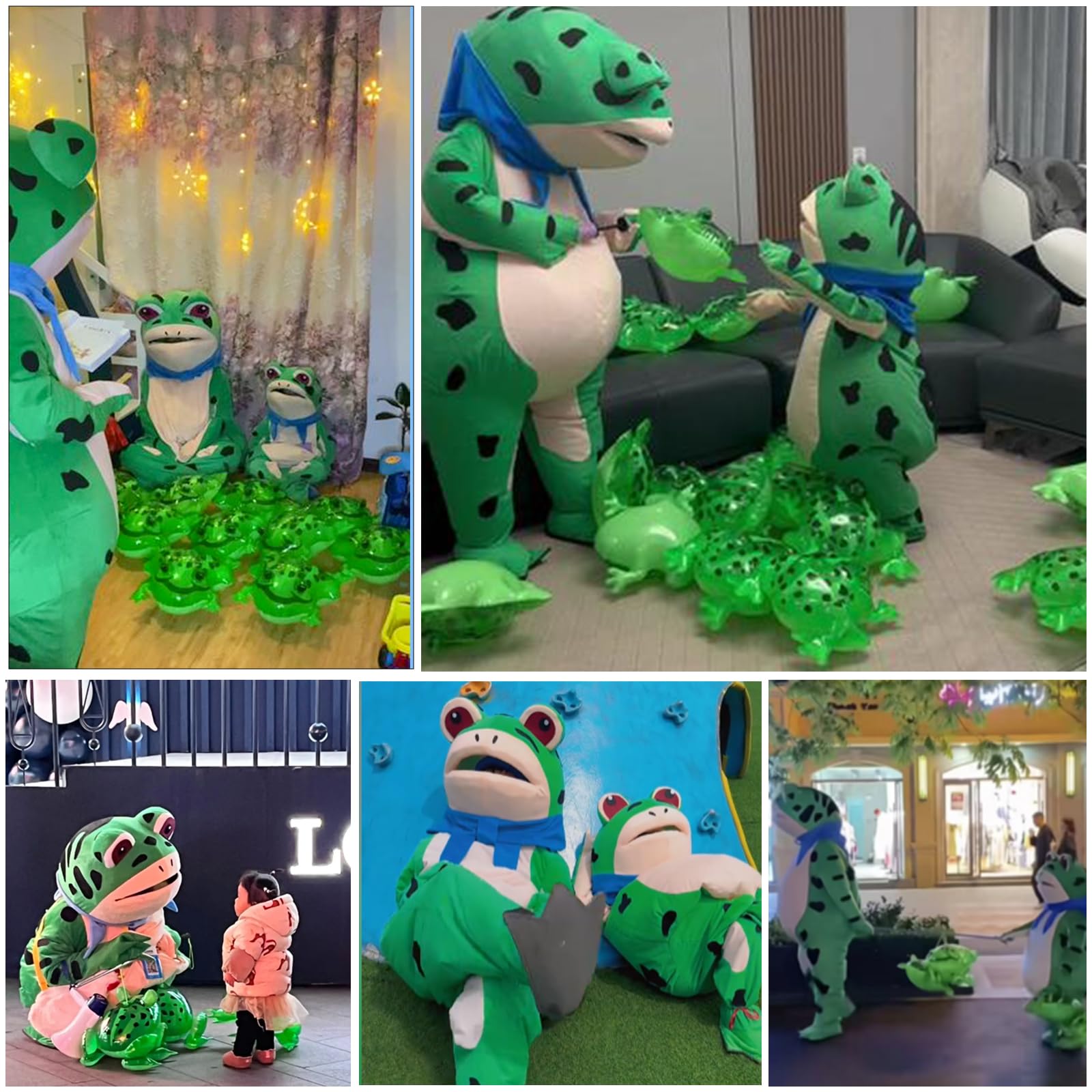 Stegosaurus Inflatable Frog Costume for Kids Halloween Cute Animal Costumes Funny Blow Up Suit for Boys Girls Cosplay Party Green