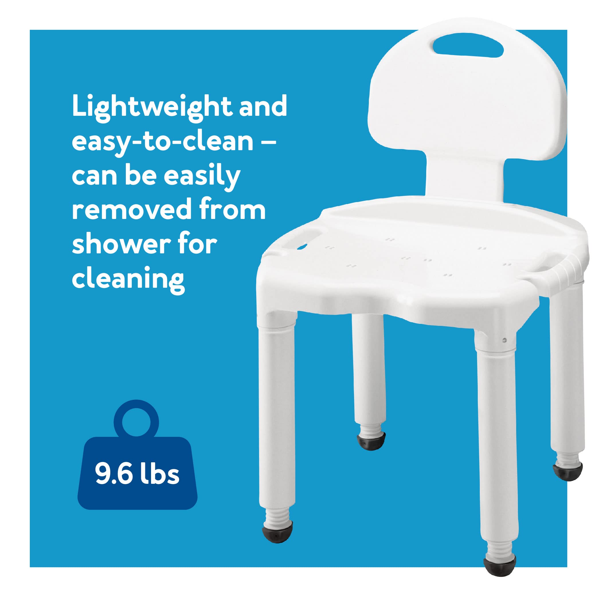 Carex Bath Seat And Shower Chair with Backrest for Seniors, Bath Chair For Elderly, Disabled, Handicap, and Injured Persons, Supports Up To 400lbs, Shower Seat For Inside Shower, Made in USA