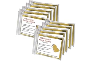 BRAMBLE Foil Thermal Blanket Large Size 10 Pack 83" x 63" Inch, Heat Reflective Space Mylar Blanket for Camping, Outdoor, Sur