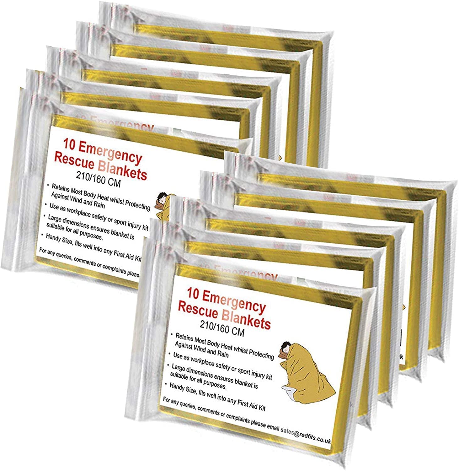 Bramble 10 Emergency Foil Blankets 210 x 160cm - Camping, Baby Sensory Foil Blanket Insulated Survival Blankets