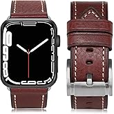 HUAFIY Compatible for Apple Watch Bands 42mm 44mm45mm46mm 49mm 38mm 40mm41mm, Genuine Leather Band Strap for iWatch Series 11/10/9/8,7,6,5,4,3,2,1, Ultra3 2 1